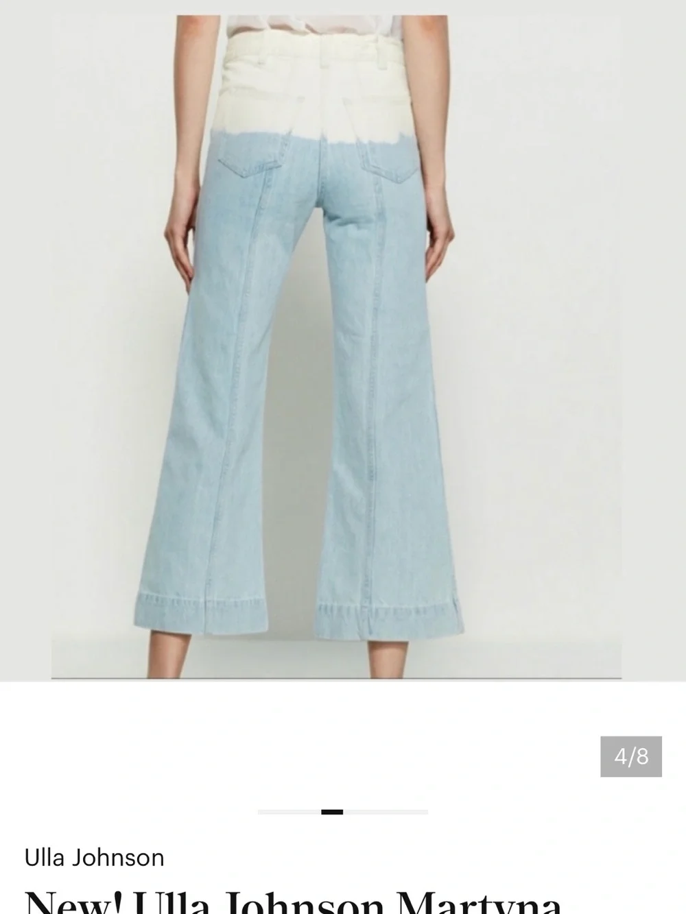 Ulla Johnson Martyna Ombré High-Rise cropped flare Jeans in Light Blue and cream - Picture 3 of 13